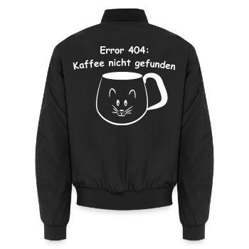 Error 404 Kaffee nicht gefunden Katze Tasse - Unisex Bomberjacke - Schwarz - Hinten - AI Model Male 185 light (185cm)