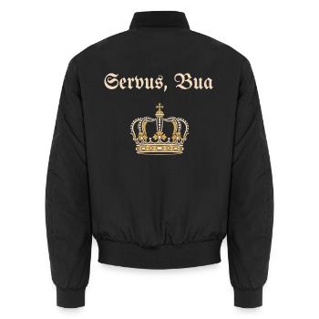 Servus bua - Bayerische Begrüssung - Unisex Bomberjacke - Schwarz - Hinten - AI Model Male 185 light (185cm)