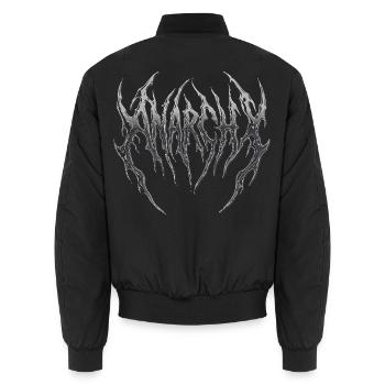 Anarchie schmelzender Typografie Schriftzug - Unisex Bomberjacke - Schwarz - Hinten - AI Model Male 185 light (185cm)