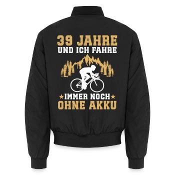 39. Geburtstag Geschenk Fahrrad Rennrad 39 Jahre - Unisex Bomberjacke - Schwarz - Hinten - AI Model Male 185 light (185cm)