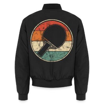 Retro Tischtennisschläger Für Ping-Pong-Spieler - Unisex Bomberjacke - Schwarz - Hinten - AI Model Male 185 light (185cm)
