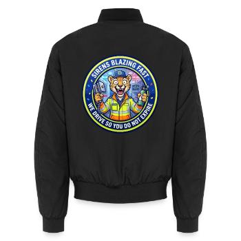 Lustiger Sanitäter-Gepard-Sirenen heulen EMS-Abzeichen - Unisex Bomberjacke - Schwarz - Hinten - AI Model Male 185 light (185cm)