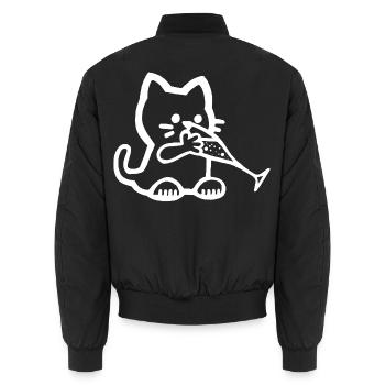 Thirsty Kitten (Weiß) - Unisex Bomberjacke - Schwarz - Hinten - AI Model Male 185 light (185cm)