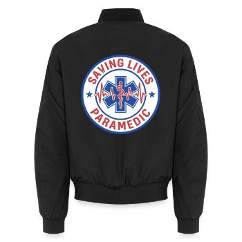 Sanitäter rettet Leben Notfallstern des Lebens - Unisex Bomberjacke - Schwarz - Hinten - AI Model Male 185 light (185cm)