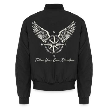 Follow Your Own Direction Winged Compass Travel  - Unisex Bomberjacke - Schwarz - Hinten - AI Model Male 185 light (185cm)