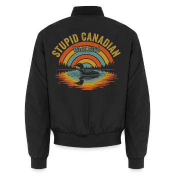 Stupid Canadian Wolf Bird - Unisex Bomberjacke - Schwarz - Hinten - AI Model Male 185 light (185cm)
