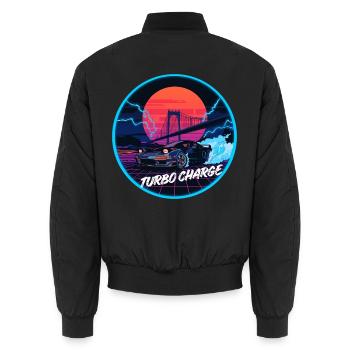 Turbo Charge Retro Synthwave Drift-Kunst - Unisex Bomberjacke - Schwarz - Hinten - AI Model Male 185 light (185cm)