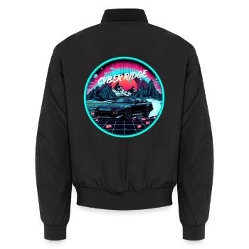 Cyber Ridge Retro Synthwave JDM Streetwear - Unisex Bomberjacke - Schwarz - Hinten - AI Model Male 185 light (185cm)