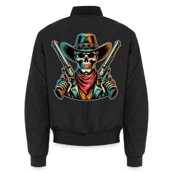 Western Skull - Unisex Bomberjacke - Schwarz - Hinten - AI Model Male 185 light (185cm)