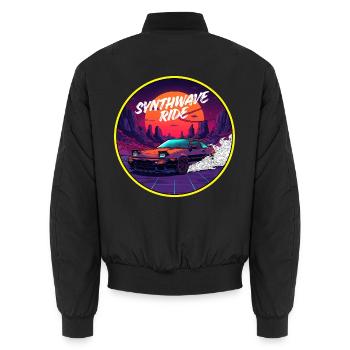 Synthwave Ride Retro Outrun JDM Streetwear - Unisex Bomberjacke - Schwarz - Hinten - AI Model Male 185 light (185cm)
