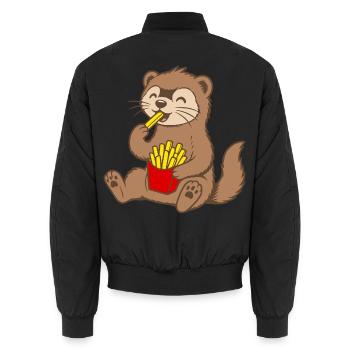 Frettchen mit Pommes - Unisex Bomberjacke - Schwarz - Hinten - AI Model Male 185 light (185cm)