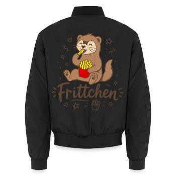 Frettchen mit Fritten - Frittchen - Pommes Frites - Unisex Bomberjacke - Schwarz - Hinten - AI Model Male 185 light (185cm)