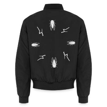 Zikade & Dornenzweig - Botanische Kunst - Unisex Bomberjacke - Schwarz - Hinten - AI Model Male 185 light (185cm)