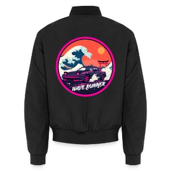 Wave Runner Retro Sunset JDM Streetwear - Unisex Bomberjacke - Schwarz - Hinten - AI Model Male 185 light (185cm)