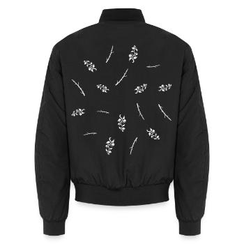 Dornenzweig & Beerenranke - Botanische Kunst - Unisex Bomberjacke - Schwarz - Hinten - AI Model Male 185 light (185cm)