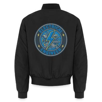 Elektroingenieur Lightning PCB-Badge-Geschenk - Unisex Bomberjacke - Schwarz - Hinten - AI Model Male 185 light (185cm)