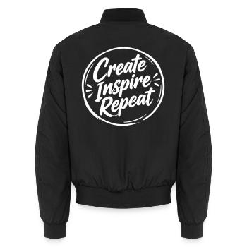 Create Inspire Repeat  - Unisex Bomberjacke - Schwarz - Hinten - AI Model Male 185 light (185cm)