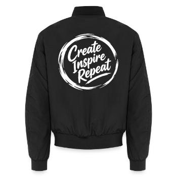Create Inspire Repeat  - Unisex Bomberjacke - Schwarz - Hinten - AI Model Male 185 light (185cm)