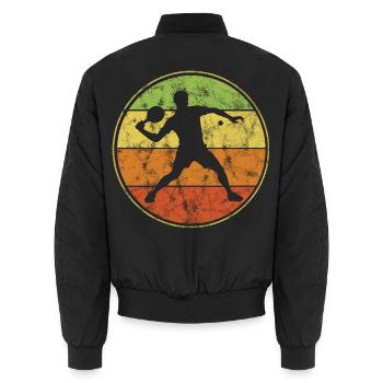 Vintage Tischtennis Spieler Für Ping-Pong-Profis - Unisex Bomberjacke - Schwarz - Hinten - AI Model Male 185 light (185cm)