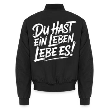 Du hast ein Leben – Lebe es - Unisex Bomberjacke - Schwarz - Hinten - AI Model Male 185 light (185cm)