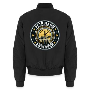 Ölingenieur-Ölbohrer-Anzeigeabzeichen als Geschenk - Unisex Bomberjacke - Schwarz - Hinten - AI Model Male 185 light (185cm)
