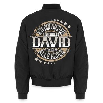 David - Unisex Bomberjacke - Schwarz - Hinten - AI Model Male 185 light (185cm)