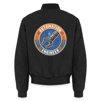 Automatisierungsingenieur SPS Greifer-Badge-Geschenk - Unisex Bomberjacke - Schwarz - Hinten - AI Model Male 185 light (185cm)