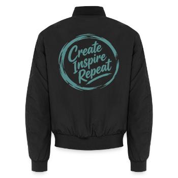 Create Inspire Repeat  - Unisex Bomberjacke - Schwarz - Hinten - AI Model Male 185 light (185cm)