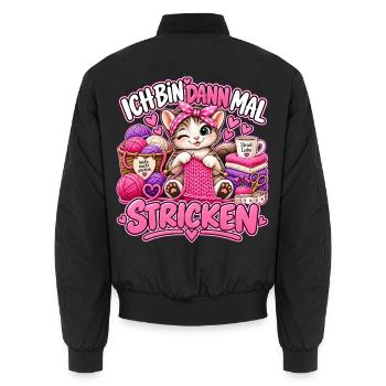 Ich bin dann mal Stricken - Unisex Bomberjacke - Schwarz - Hinten - AI Model Male 185 light (185cm)