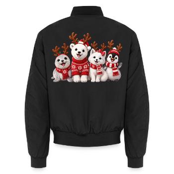 Fröhliche Weihnachtstiere mit Rentiergeweih - Unisex Bomberjacke - Schwarz - Hinten - AI Model Male 185 light (185cm)