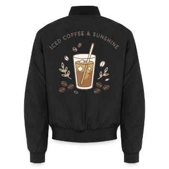 Eiskaffee & Sonnenschein - Unisex Bomberjacke - Schwarz - Hinten - AI Model Male 185 light (185cm)