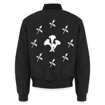 Pilze & Stechpalme - Botanische Kunst - Unisex Bomberjacke - Schwarz - Hinten - AI Model Male 185 light (185cm)