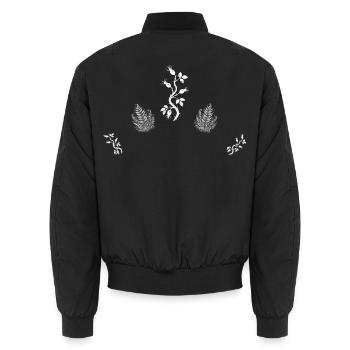 Hagebutten & Farn - Botanische Kunst - Unisex Bomberjacke - Schwarz - Hinten - AI Model Male 185 light (185cm)