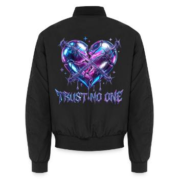 Trust No One - Y2K Liquid Chrome Barbed Wire Broke - Unisex Bomberjacke - Schwarz - Hinten - AI Model Male 185 light (185cm)