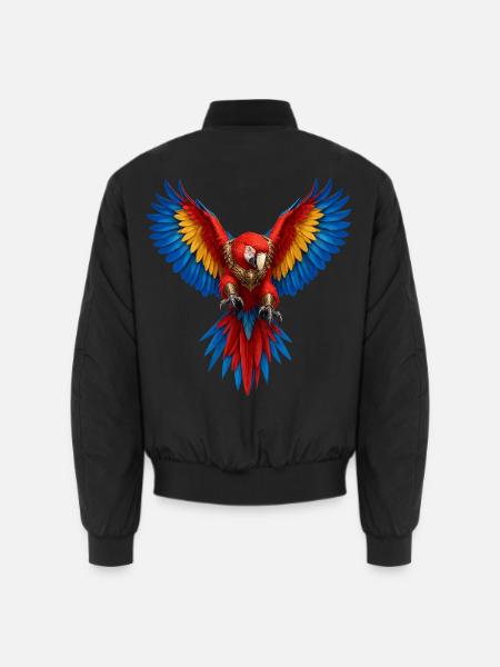 Feuriger Papagei im Goldpanzer - Unisex Bomberjacke - Schwarz