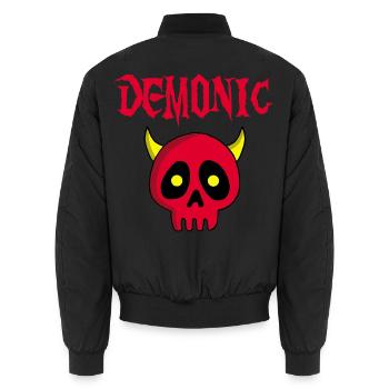 Dämonenschädel-Manga - Unisex Bomberjacke - Schwarz - Hinten - AI Model Male 185 light (185cm)