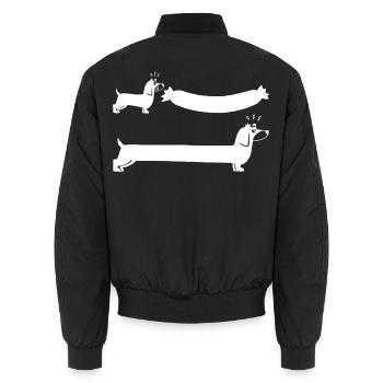 Der weiße Hund und die Wurst - Unisex Bomberjacke - Schwarz - Hinten - AI Model Male 185 light (185cm)
