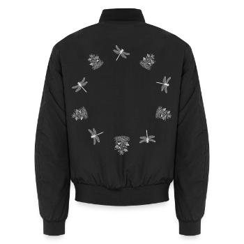 Libelle & Beerenzweig - Botanische Kunst - Unisex Bomberjacke - Schwarz - Hinten - AI Model Male 185 light (185cm)