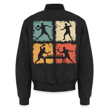 Retro Tischtennis Ping-Pong Spieler Für Profis - Unisex Bomberjacke - Schwarz - Hinten - AI Model Male 185 light (185cm)