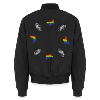 Schmetterling - Botanische Kunst LGBTQ - Unisex Bomberjacke - Schwarz - Hinten - AI Model Male 185 light (185cm)