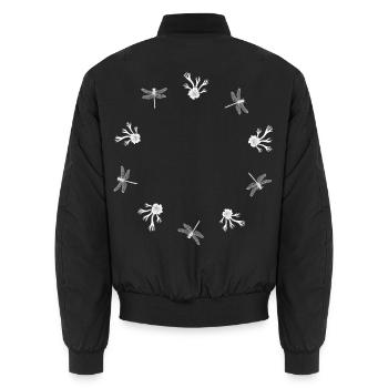 Farn & Libelle - Botanische Kunst - Unisex Bomberjacke - Schwarz - Hinten - AI Model Male 185 light (185cm)