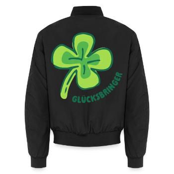 Viel Glück - Glücksbringer - Kleeblatt - Unisex Bomberjacke - Schwarz - Hinten - AI Model Male 185 light (185cm)