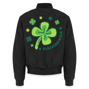Glücksbringer – Kleeblatt - Mutmacher - Unisex Bomberjacke - Schwarz - Hinten - AI Model Male 185 light (185cm)