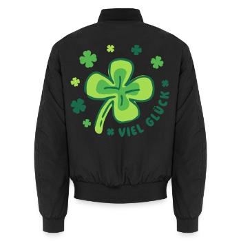 Glücksbringer - Viel Glück - Unisex Bomberjacke - Schwarz - Hinten - AI Model Male 185 light (185cm)