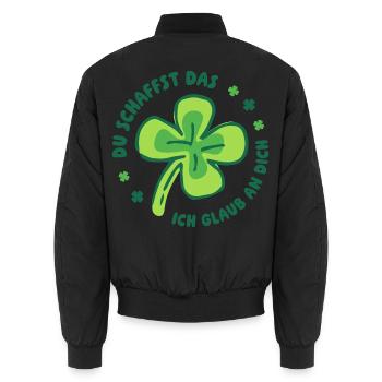 Du schaffst das! – Glücksklee Mutmacher - Unisex Bomberjacke - Schwarz - Hinten - AI Model Male 185 light (185cm)