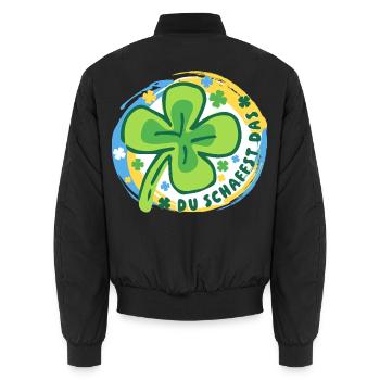 Glücksbringer - Glücksklee - Du schaffst das! - Unisex Bomberjacke - Schwarz - Hinten - AI Model Male 185 light (185cm)