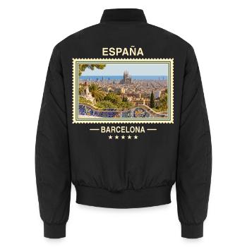 Spanien Barcelona Vintage Reisemarke - Unisex Bomberjacke - Schwarz - Hinten - AI Model Male 185 light (185cm)