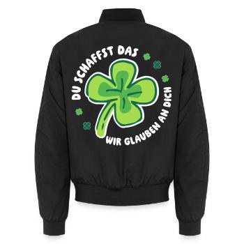 Du schaffst das! Wir glauben an dich! - Glück Mut - Unisex Bomberjacke - Schwarz - Hinten - AI Model Male 185 light (185cm)