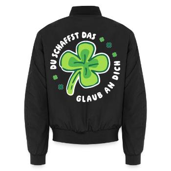Du schaffst das! Glaub an dich! - Innere Stärke - Unisex Bomberjacke - Schwarz - Hinten - AI Model Male 185 light (185cm)