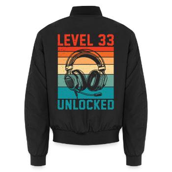 33. Geburtstag Level 33 unlocked - Unisex Bomberjacke - Schwarz - Hinten - AI Model Male 185 light (185cm)